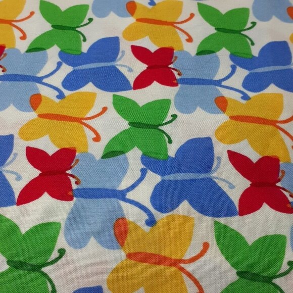 Cotton Sewing Fabric Colorful Butterflies Multi-Colored Spring 1 yd + 7" - Picture 5 of 6